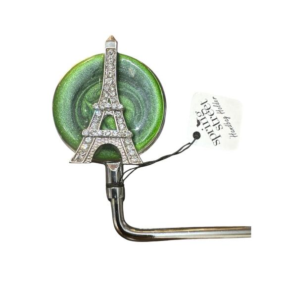 SPRING STREET PURSE HOOK BLACK PEARL RHINESTONE FLOWER HANDBAG HANGER - Picture 2 of 4